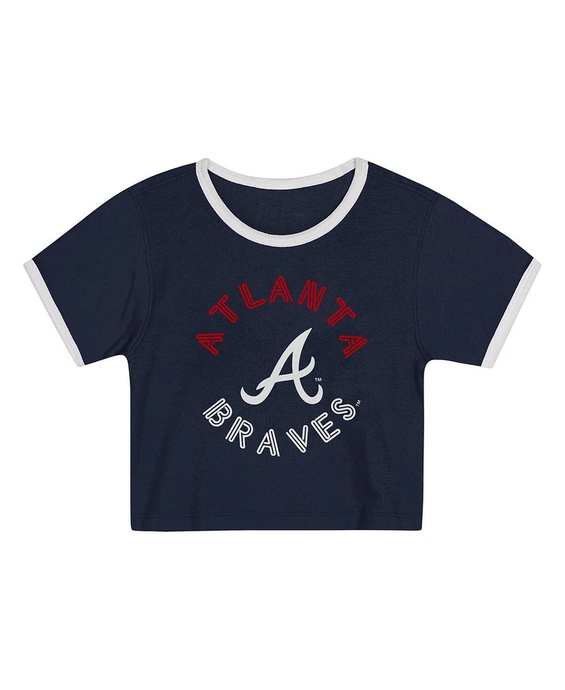 Outerstuff Preschool Girls 2-Piece Navy Atlanta Braves Double Run T-Shirt and Shorts Set