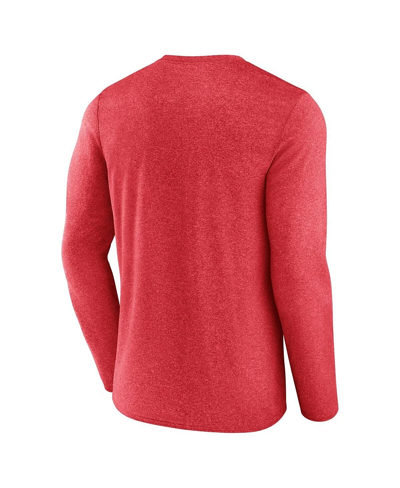 Fanatics Men's Heather Red Detroit Wings Sweep Iconic Synthetic Long Sleeve T-Shirt