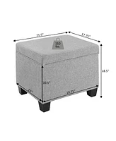 Convenience Concepts 21.75" Faux Linen Madison Storage Ottoman