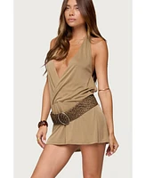 Edikted Women's Lukka Backless Halter Wrap Mini Dress