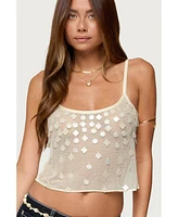 Edikted Women's Onya Iridescent Sheer Knit Top