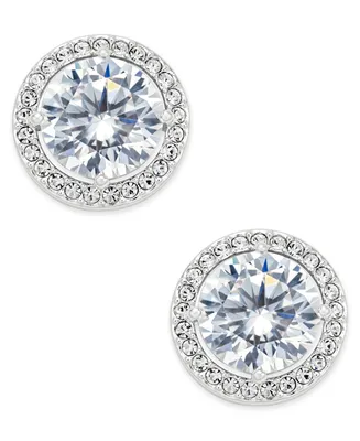 Eliot Danori Silver-Tone Cubic Zirconia Framed Stud Earrings, Created for Macy's