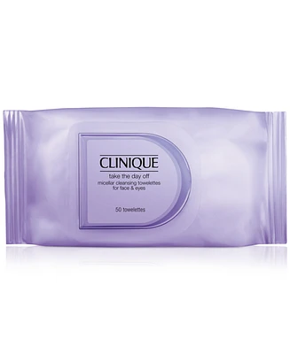 Clinique Take The Day Off Micellar Cleansing Towelettes for Face & Eyes Makeup Remover, 50 Towelettes