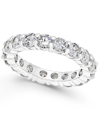 Charter Club Crystal All-Around Ring Fine Silver Plate, Created for Macy's