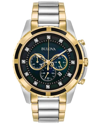 Bulova Men's Chronograph Diamond Accent Two-Tone Stainless Steel Bracelet Watch 44mm 98D132