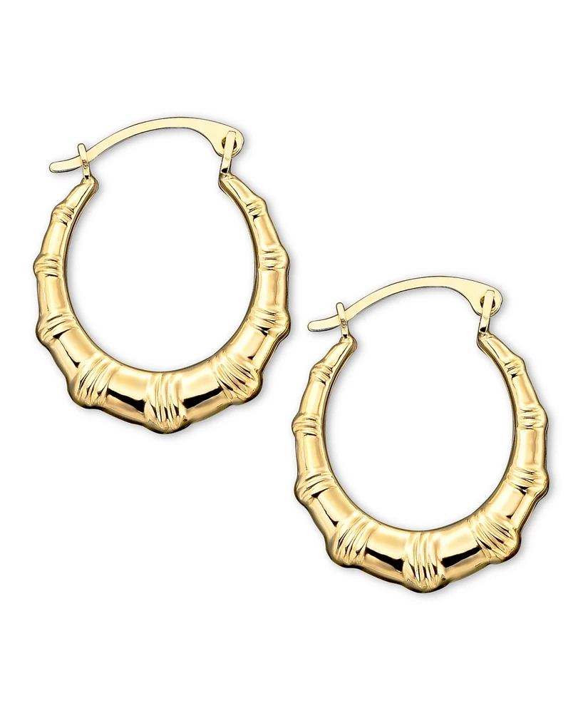 10k Gold Hoop Earrings, Small Bamboo