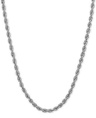 Lightweight 14k White Gold Diamond-Cut Rope Chain 18" Necklace (2-1/2mm)