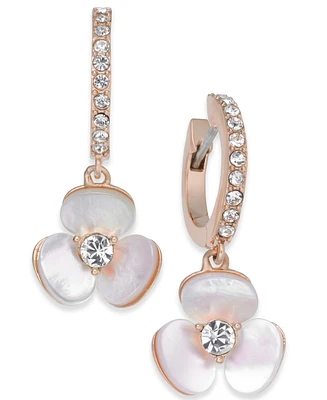 Kate Spade New York 14k Rose Gold-Plated Pave & Mother-of-Pearl Flower Drop Earrings