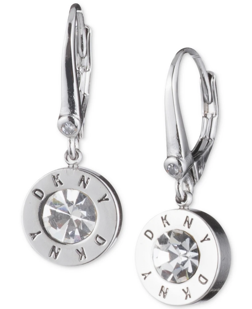 Dkny Crystal Logo Drop Earrings