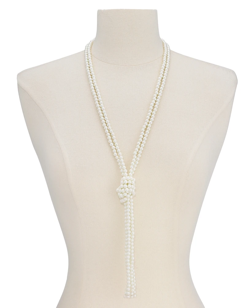 Charter Club Imitation Pearl Knotted Lariat Necklace, 28" + 2" extender, Created for Macy's