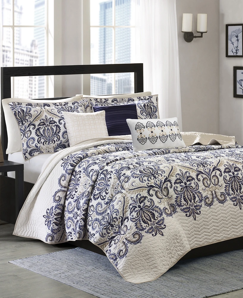 Madison Park Cali Quilted 6-Pc. Quilt Set, Full/Queen