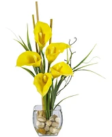 Nearly Natural Calla Lily Liquid Illusion Artificial Flower Arrangement