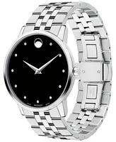 Movado Men's Swiss Museum Classic Diamond-Accent Stainless Steel Bracelet Watch 40mm