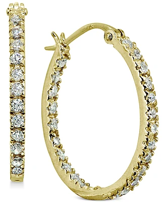 Giani Bernini Small Cubic Zirconia & Out Oval Hoop Earrings 18k Gold-Plated Sterling Silver, 0.6", Created for Macy's