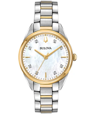 Bulova Women's Sutton Diamond-Accent Two-Tone Stainless Steel Bracelet Watch 32.5mm