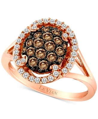 Le Vian Chocolatier Diamond Halo Cluster Ring (3/4 ct. t.w.) in 14k Rose Gold