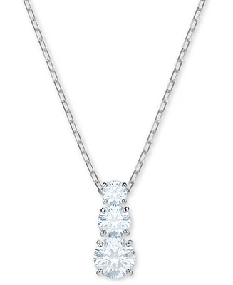 Swarovski Silver-Tone Triple-Crystal Pendant Necklace, 14-4/5" + 2" extender