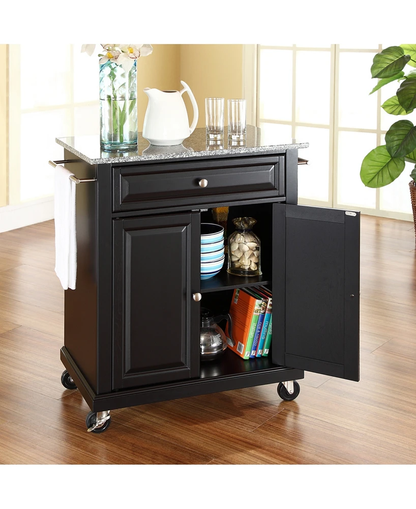 Solid Granite Top Portable Kitchen Cart Island