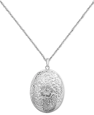 Sterling Silver Necklace, Four Photo Engraved Locket