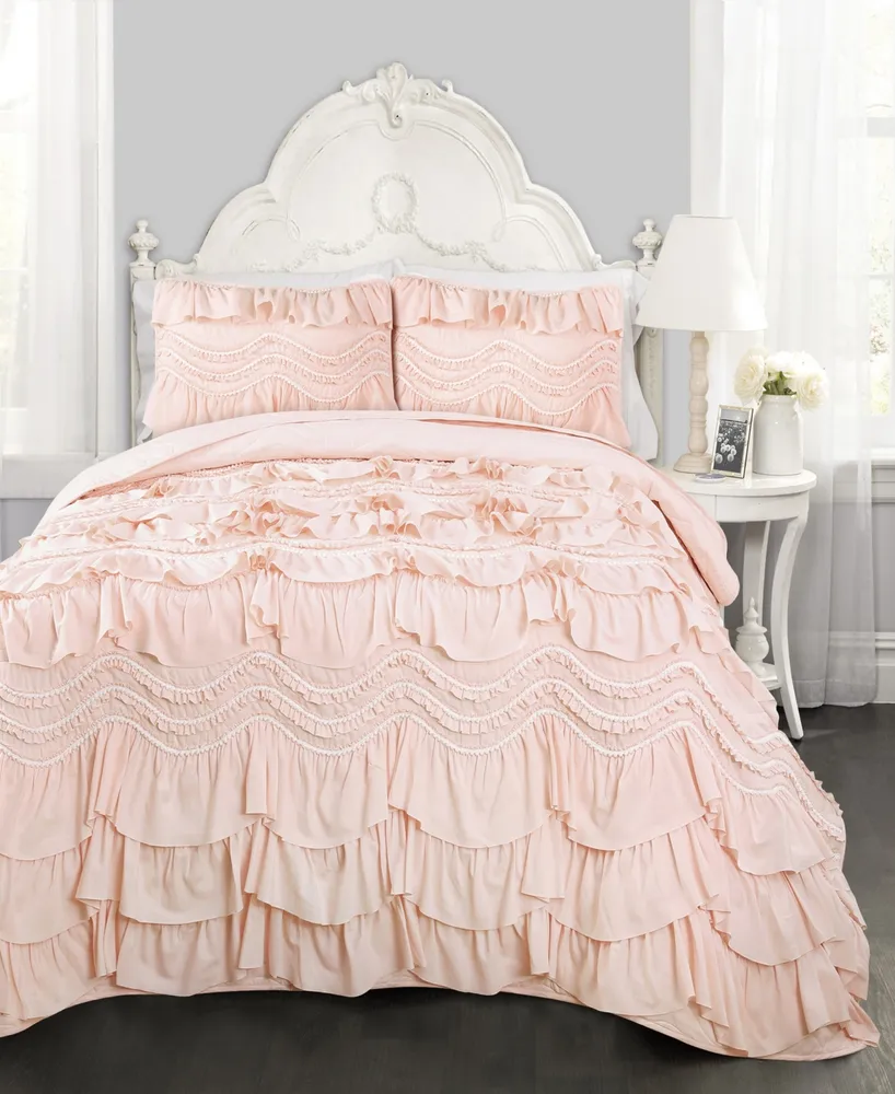 Lush Decor Kemmy Ruffled 3-Pc Quilt Set, Full/Queen