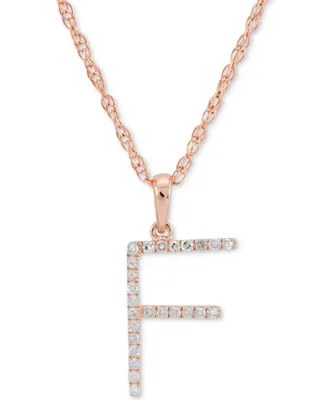 Diamond (1/10 ct. t.w.) Initial Pendant Necklace in 10k Rose Gold, 16" + 2" extender