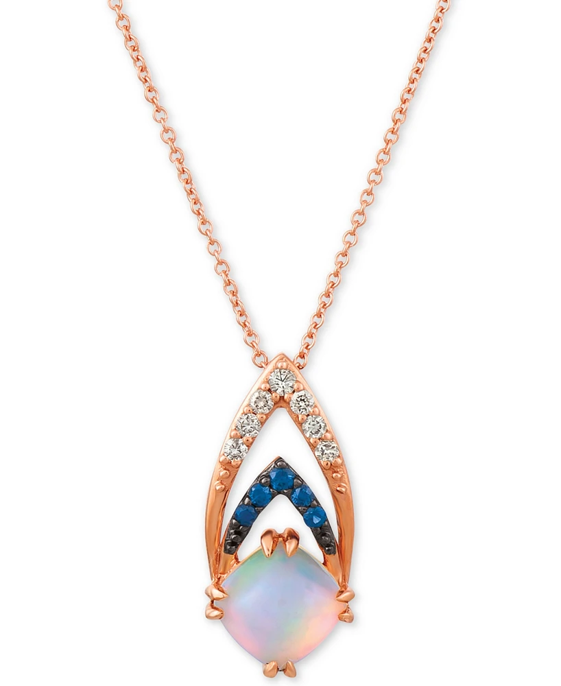 Le Vian Neopolitan Opal (3/4 ct. t.w.), Passion Ruby Accent & Nude Diamonds (1/10 t.w.) 18" Pendant Necklace 14k Rose Gold
