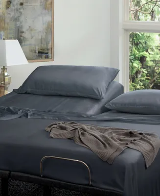 Cariloha Resort 4-Piece Sateen Sheet Set | Ocean Mist Split King Viscose Material Thermal-Regulating, Extra Soft Cooling Sheets