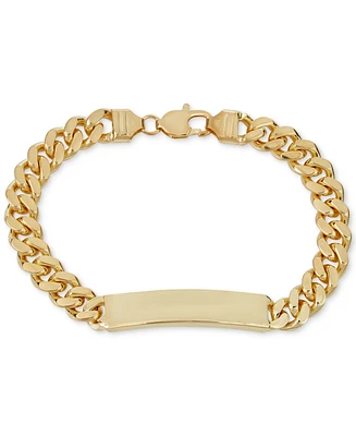Cuban Chain Id Bracelet in 14k Gold-Plated Sterling Silver