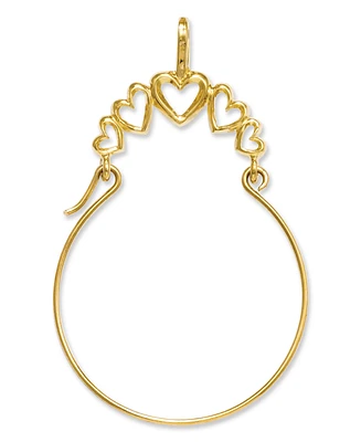 14k Gold Charm Holder, Polished 5-Heart Charm Holder