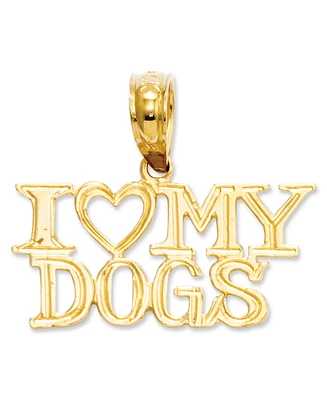 14k Gold Charm, I Heart My Dogs Charm