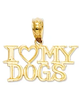 14k Gold Charm, I Heart My Dogs Charm