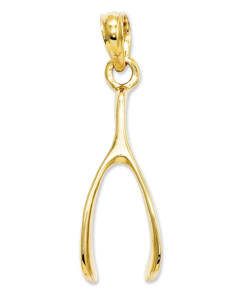 14k Gold Charm, Wishbone Charm