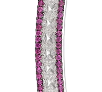 Sapphire (1-3/4 ct. t.w.) & Diamond (1/10 Bangle Bracelet Sterling Silver (Also Available Ruby Emerald)