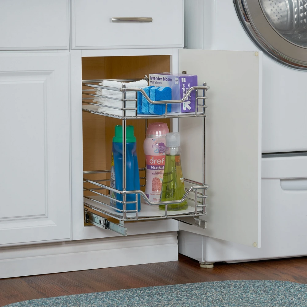 Household Essentials Design Trend Glidez 11.5" Standard Depth 2-Tier Double Basket Sliding Under Cabinet Organizer