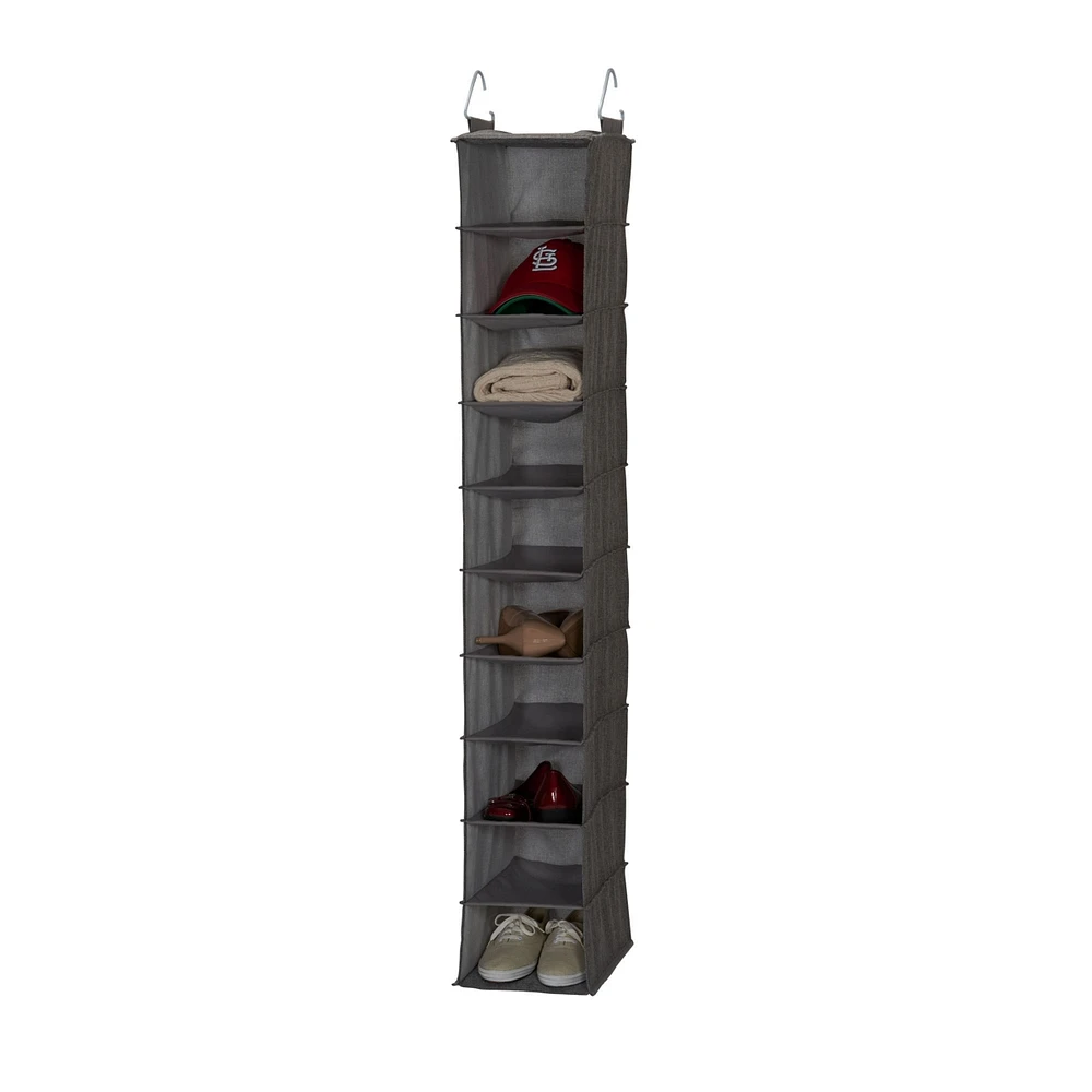 Household Essentials Gray Linen 10-Shelf Hanging Shoe Organizer