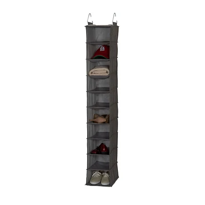 Household Essentials Gray Linen 10-Shelf Hanging Shoe Organizer
