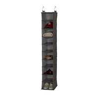 Household Essentials Gray Linen 10-Shelf Hanging Shoe Organizer
