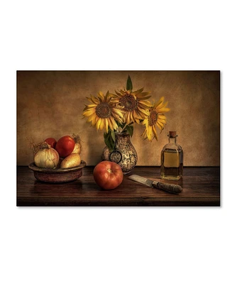 Juan Luis Seco 'Girasoles En La Cocina' Canvas Art - 32" x 22" x 2"