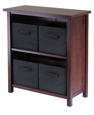 Winsome Verona 2-Section M Storage Shelf with 4 Foldable Black Fabric Baskets