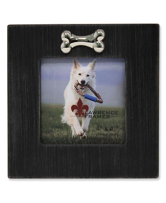 Lawrence Frames Black Wash Dog Frame with Bone Ornament - 4" x 4"