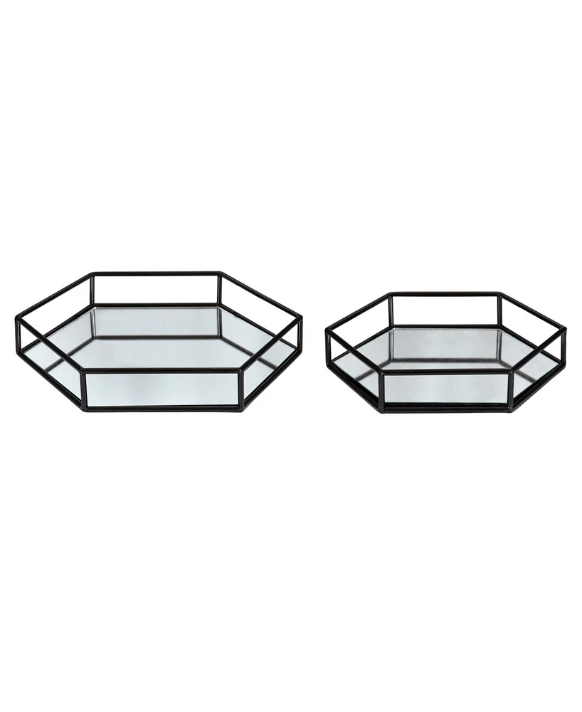Kate and Laurel Felicia Nesting Metal Mirrored Decorative Trays, 2 Piece