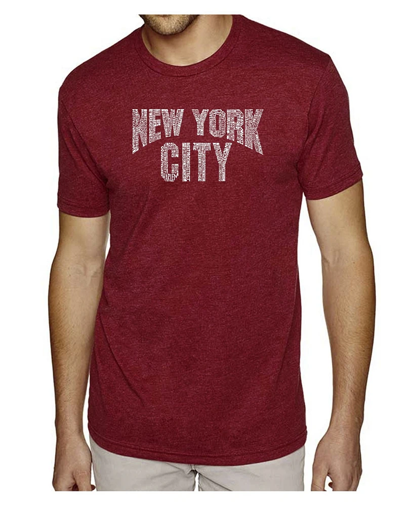 La Pop Art Mens Premium Blend Word T-Shirt - New York City Neighborhoods