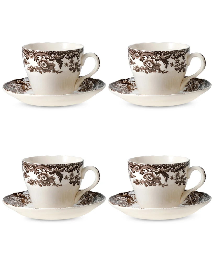 Spode Delamere Teacup & Saucer, Set of 4