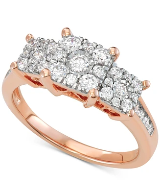 Diamond Princess Triple Halo Engagement Ring (3/4 ct. t.w.) 14k White, Yellow or Rose Gold