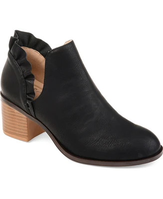 Journee Collection Women's Lennie Ruffle Detail Stacked Block Heel Booties