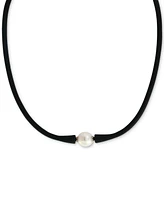 Effy Cultured Freshwater Pearl (11mm) Black Silicone 14" Choker Necklace (Also available in Light Blue, Turquoise or Pink)
