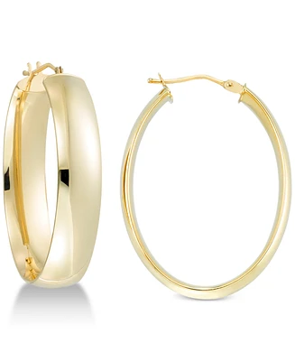 Italian Gold Polished Oval Hoop Earrings 14k