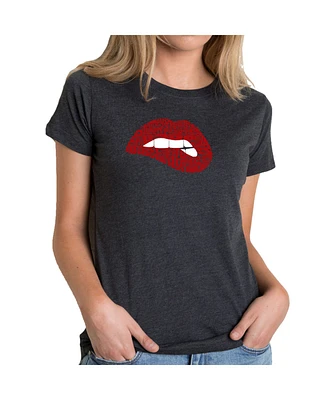 Women's Premium Word Art T-Shirt - Savage Lips