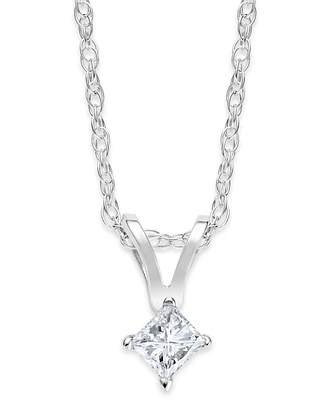 10k White Gold Necklace, Princess-Cut Diamond Accent Pendant