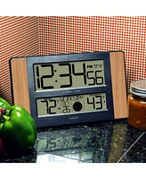 La Crosse Technology Atomic Digital Clock with Temperature and Moon Phase, Oak finish